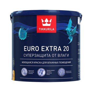 EURO EXTRA 20 A краска экстрастойкая к влаге (база A белая), 2.7л Тиккурила