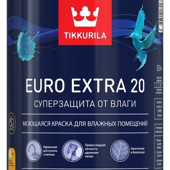 EURO EXTRA 20 A краска экстрастойкая к влаге (база A белая), 0.9л Тиккурила